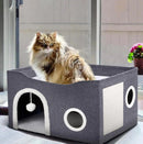 Casinha Gato Casa Cama Caminha Com Arranhador e Bolinha De Pelucia Para Gatos Pet 2 Andares Moderna