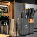 Kit Utensílios Cozinha Diversos Silicone Facas Colheres Espátulas Tábua De Cortar 19 peças Coloridas