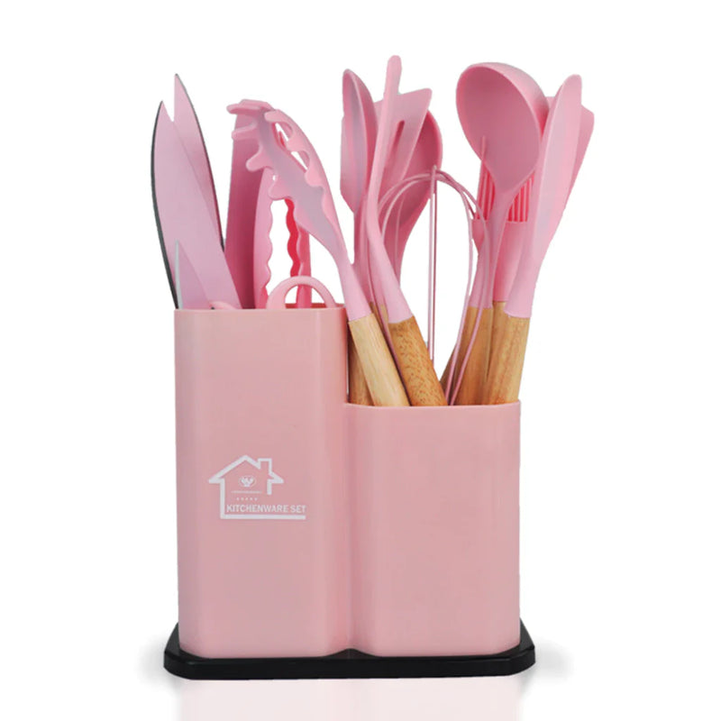 Kit Utensílios Cozinha Diversos Silicone Facas Colheres Espátulas Tábua De Cortar 19 peças Coloridas