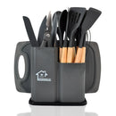 Kit Utensílios Cozinha Diversos Silicone Facas Colheres Espátulas Tábua De Cortar 19 peças Coloridas